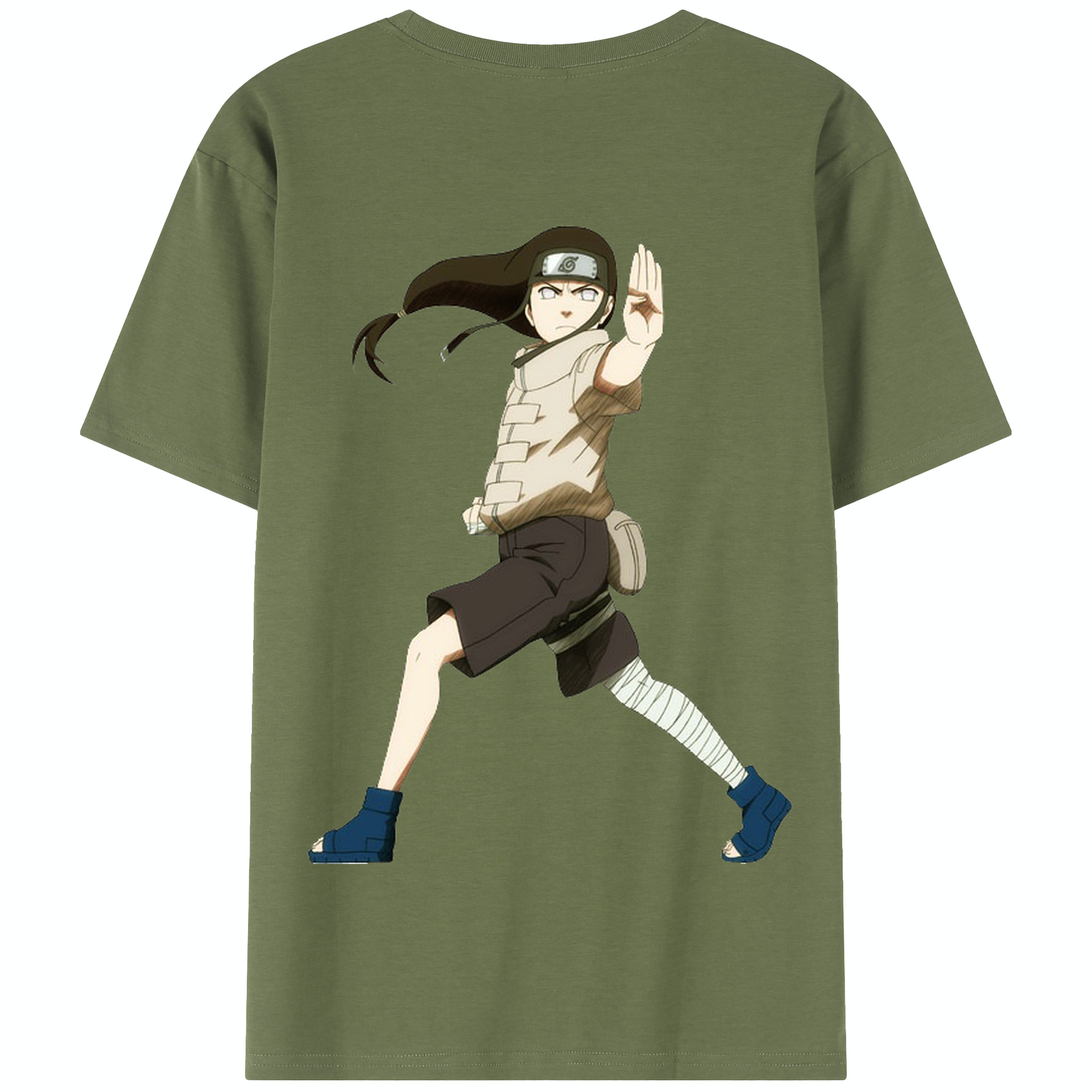 （画像用） NARUTO -ナルト- 日向ネジ Hyūga Neji 綿100％半袖Tシャツ（背面プリント）